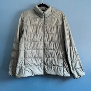 Uniqlo Ultra Light Down Puffer Jacket Women's Size‎ Large Teal Zip Coat Winter